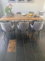 Grijze Stoffen Eetkamerstoelen - Set van zes, Ophalen of Verzenden, Gebruikt, Grijs, Stof