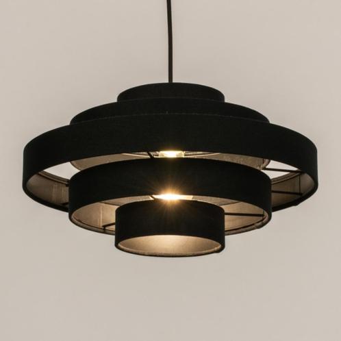 hanglamp stof zwart 50cm slaapkamer tafel zithoek bank lamp, Huis en Inrichting, Lampen | Hanglampen, Nieuw, Minder dan 50 cm