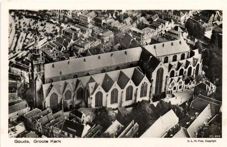Gouda, Groote Kerk - K.L.M.-Foto - ongelopen, Verzamelen, Ansichtkaarten | Nederland, Ongelopen, Zuid-Holland, Voor 1920, Ophalen of Verzenden