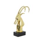 Enorme Vintage Gouden Ibex Gazelle Rams Kop Koperen Sculptuu, Ophalen of Verzenden