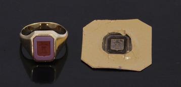 Zegelring familiewapen lakzegel 14k goud antiek heren retro beschikbaar voor biedingen