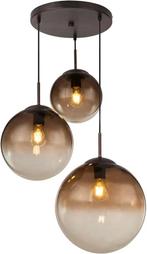 Hanglamp bruin/amber ombre glas 3 bollen, Huis en Inrichting, Lampen | Hanglampen, Glas, Zo goed als nieuw, Ophalen, 75 cm of meer