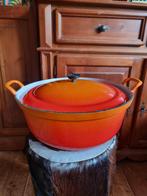 Grote vintage oranje braadpan 36 cm kan op inductie, Ophalen of Verzenden, Gebruikt, Gietijzer, Koekenpan of Braadpan