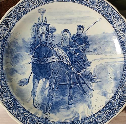 Defts blauw wandbord groot gaaf zeldzaam diameter 40 cm, Antiek en Kunst, Antiek | Wandborden en Tegels, Ophalen of Verzenden
