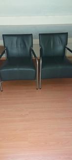 Te koop twee leren Fauteuils grijs, Huis en Inrichting, Fauteuils, Ophalen, Zo goed als nieuw, 75 tot 100 cm, 50 tot 75 cm