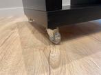 Zwartbruine bijzettafel op wielen, Ophalen, Gebruikt, 50 tot 100 cm, Vierkant