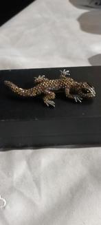 Zilveren Gekko met Stenen, Sieraden, Tassen en Uiterlijk, Broches, Ophalen of Verzenden