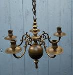 Kroonluchter voor kaarsen, 5 armen, Massief messing, Ophalen of Verzenden, Zo goed als nieuw, Metaal, Kroonluchter