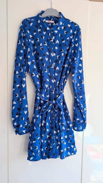Overhemd jurk WE 158/164 blauw wit zwart hartjes beschikbaar voor biedingen