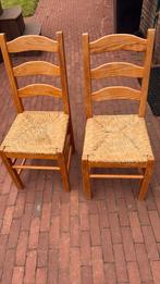 Twee rieten stoelen, Huis en Inrichting, Gebruikt, Twee, Bruin, Hout