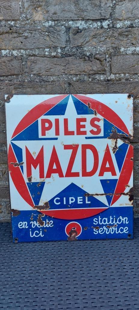Origineel Emaillebord Piles Mazda, Antiek en Kunst, Antiek | Emaille, Ophalen of Verzenden
