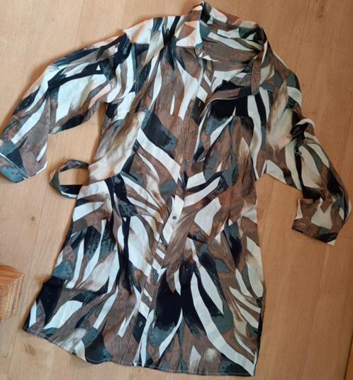 NOUGAT prachtige groen beige zwarte blousejurk, maat 42-44, Kleding | Dames, Jurken, Zo goed als nieuw, Maat 42/44 (L), Bruin