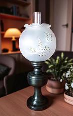 Brocante olielamp - tafellamp - elektrische olie lamp antiek, Ophalen of Verzenden, Glas, Antiek / klassiek, Minder dan 50 cm