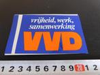 sticker Politiek VVD vrijheid, werk, samenwerking  MPB1045, Verzamelen, Stickers, Ophalen, Zo goed als nieuw, Bedrijf of Vereniging
