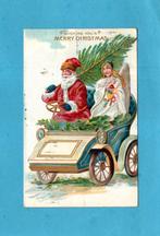 Oude kerstkaart M281 - Santa en kerstengel in oude auto 1909, Verzamelen, Ansichtkaarten | Themakaarten, Verzenden, Voor 1920