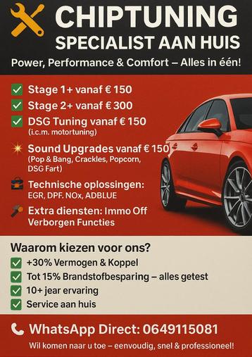 Chiptuning Specialist aan Huis – Geef uw Auto een Krachtige  beschikbaar voor biedingen