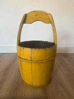 Vintage houten water emmer, Huis en Inrichting, Ophalen, Gebruikt, Hout, Met handgreep