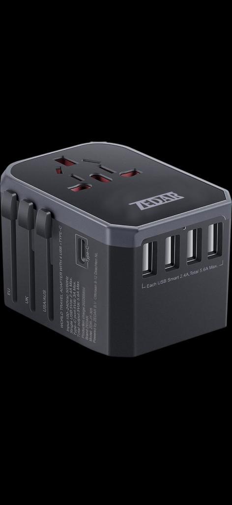 Zedar Wereldstekker met USB-lader, Audio, Tv en Foto, Opladers, Nieuw, Ophalen of Verzenden