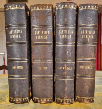 Breviarium Romanum 1863 4 delen, origineel, lederen band beschikbaar voor biedingen
