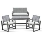 Tuinset - 4 Delig - Stoelen - Bank - Tafel - Bank - Grijs/Wi, Ophalen, Nieuw