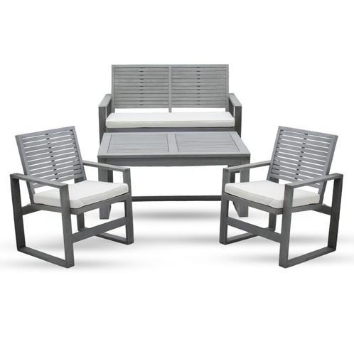 Tuinset - 4 Delig - Stoelen - Bank - Tafel - Bank - Grijs/Wi, Tuin en Terras, Tuinmeubel-accessoires, Nieuw, Ophalen