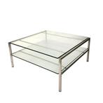 Zeldzame Salontafel Martin Visser Met Twee Glazen Bladen, Huis en Inrichting, Tafels | Salontafels, Ophalen, Gebruikt, 100 tot 150 cm