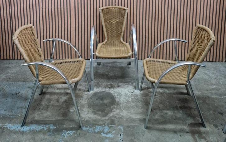 13 x wicker terrasstoelen design stoelen terras cafe bistro, Huis en Inrichting, Stoelen, Zo goed als nieuw, Vijf, Zes of meer stoelen