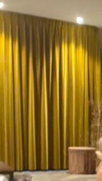 Velvet gordijnen okergeel 260 x 500, Ophalen of Verzenden, Zo goed als nieuw, 200 cm of meer