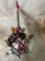Vintage kerststukje met glazen kaars en ballen, Diversen, Ophalen of Verzenden