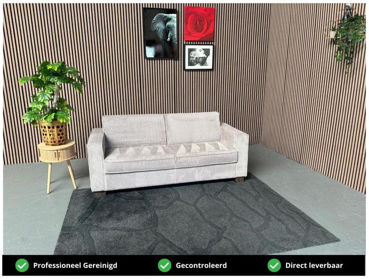 GRATIS LEVERING Ribstof Bank Grijs 185x80 REFURBISHED, Huis en Inrichting, Banken | Bankstellen, Zo goed als nieuw, Rechte bank