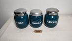 K518 blauw emaille set bussen koffie / thee / suiker, Antiek en Kunst, Ophalen of Verzenden