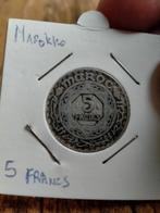 Marokkaanse 5 franc, Ophalen of Verzenden, Losse munt, Overige landen