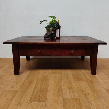 Vintage houten koloniale salontafel koffietafel met lades.  beschikbaar voor biedingen