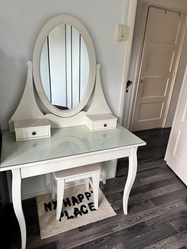 Make-up tafel met spiegel, Huis en Inrichting, Tafels | Kaptafels, Gebruikt, 100 tot 150 cm, 50 tot 100 cm, Hout, Ophalen