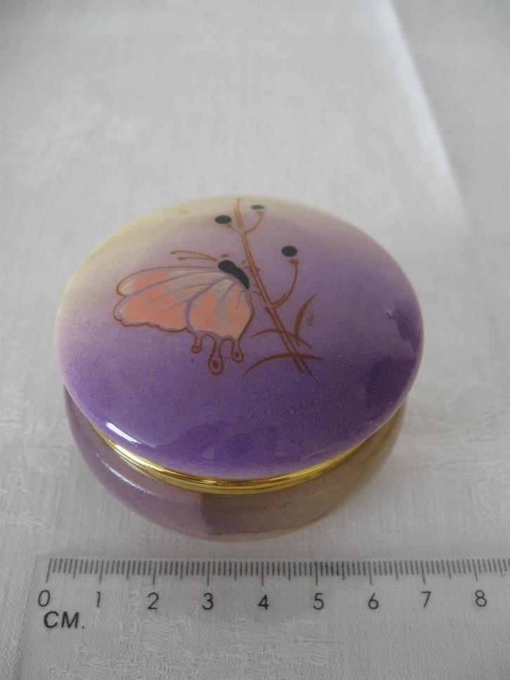 Albasten paars doosje snuisterijen sieraden etc. goede staat, Antiek en Kunst, Curiosa en Brocante, Ophalen of Verzenden