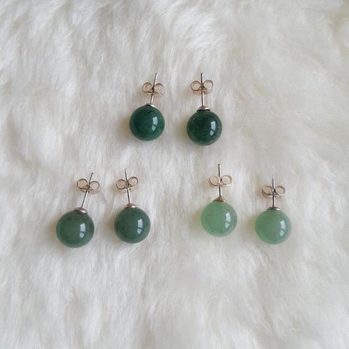 Aventurijn edelsteen oorknopjes, Sieraden, Tassen en Uiterlijk, Oorbellen, Nieuw, Knopjes of Stekers, Overige materialen, Groen