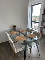 Glazen eettafel, Huis en Inrichting, Tafels | Eettafels, Ophalen, 50 tot 100 cm, Zo goed als nieuw, Vijf personen of meer