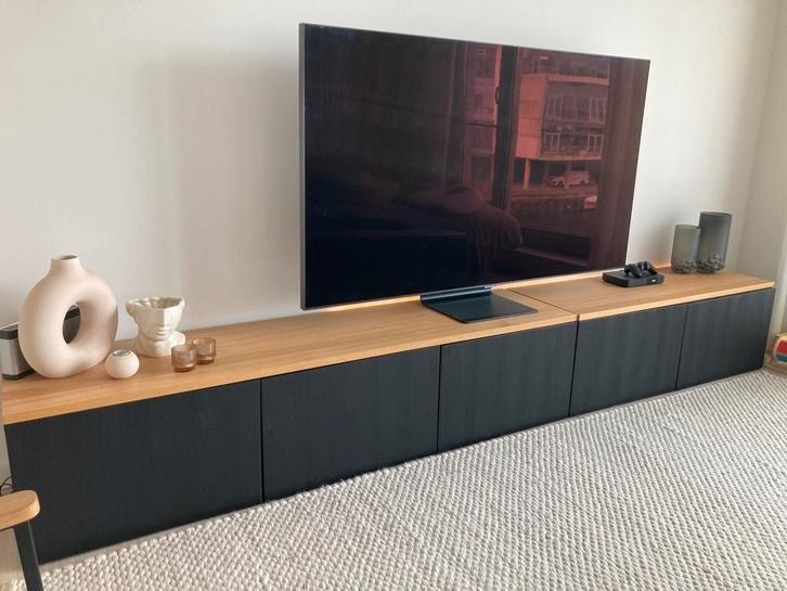 BESTÅ Wandmeubel Zwartbruin/Eiken, Huis en Inrichting, Kasten | Televisiemeubels, Zo goed als nieuw, Minder dan 100 cm, 200 cm of meer