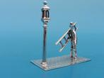 Zilveren miniatuur lantaarnaansteker                    Z248, Antiek en Kunst, Ophalen of Verzenden, Zilver