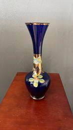 Boheems Tsjechië Blauw Cobalt Vaas Vintage, Ophalen of Verzenden