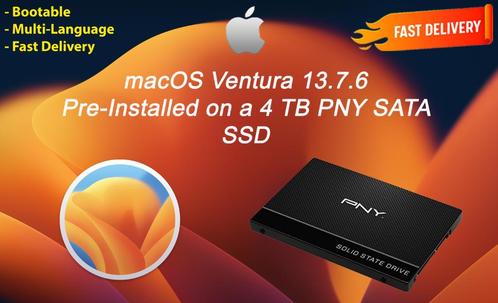 macOS Ventura 13.7.6 VoorGeïnstalleerde PNY SSD 4 TB OS X, Computers en Software, Besturingssoftware, Nieuw, MacOS, Ophalen of Verzenden