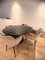 Ronde Eettafel Aron Mangohout Zwart – 130cm, Huis en Inrichting, Tafels | Eettafels, Ophalen, Gebruikt, Rond, Vier personen