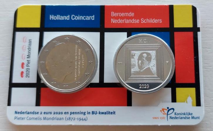 2 euro Nederlandse schilders Mondriaan met zilveren penning, Postzegels en Munten, Munten | Nederland, Setje, Euro's, Zilver, Ophalen of Verzenden