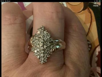 Bijzonder mooi vintage gouden ring veel Briljanten 14 kar. beschikbaar voor biedingen