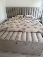 Beige Tweepersoonsbed met Opbergbank, Verstelbaar, Beige, Ophalen of Verzenden, 200 cm