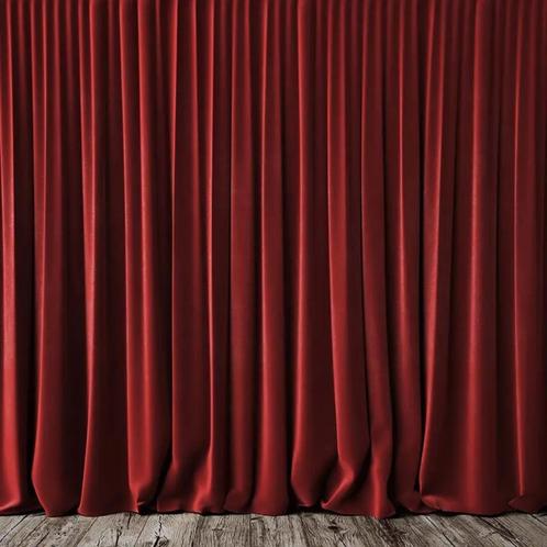 NIEUWE BACKDROP / THEATERDOEK VLAMWEREND ROOD 3M BREED, 3.5, Muziek en Instrumenten, Licht en Laser, Nieuw, Licht, Geluidgestuurd