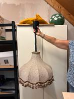 Vintage hanglamp met stoffen kap, Huis en Inrichting, Lampen | Hanglampen, Ophalen, Gebruikt, Stof, Minder dan 50 cm