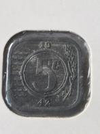 5 Cent 1942 Zinken Stuiver - WOII, Postzegels en Munten, Munten | Nederland, Ophalen of Verzenden, Koningin Wilhelmina, 5 cent