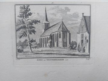 380 / Kerk van Westerblokker Oude gravure uit 18e eeuw beschikbaar voor biedingen