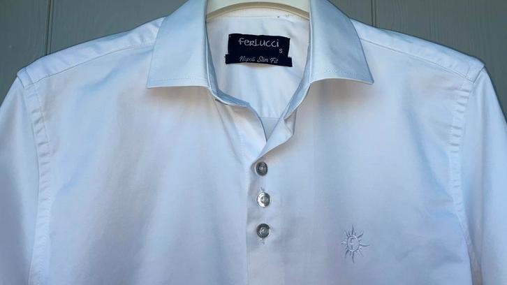 Wit Ferlucci overhemd - Maat S, Kleding | Heren, Overhemden, Zo goed als nieuw, Halswijdte 38 (S) of kleiner, Wit, Ophalen of Verzenden